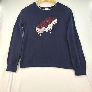 Crew Cuts Navy Pullover Crew Neck Sweater Neapolitan Sequin Ice Cream Sandwich